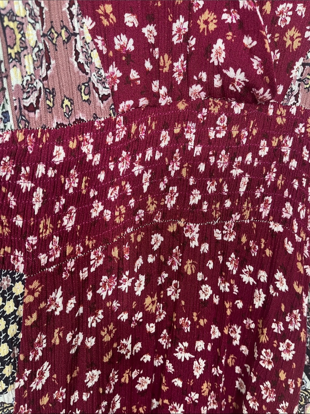 GIGIO Burgundy and Pink Asymmetrical Patchwork Dress - Picture 9 of 9